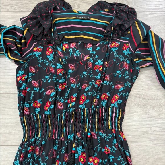 Betsey Johnson New York Vintage 90s Silk Floral Long Sleeve Dress - Picture 6 of 12